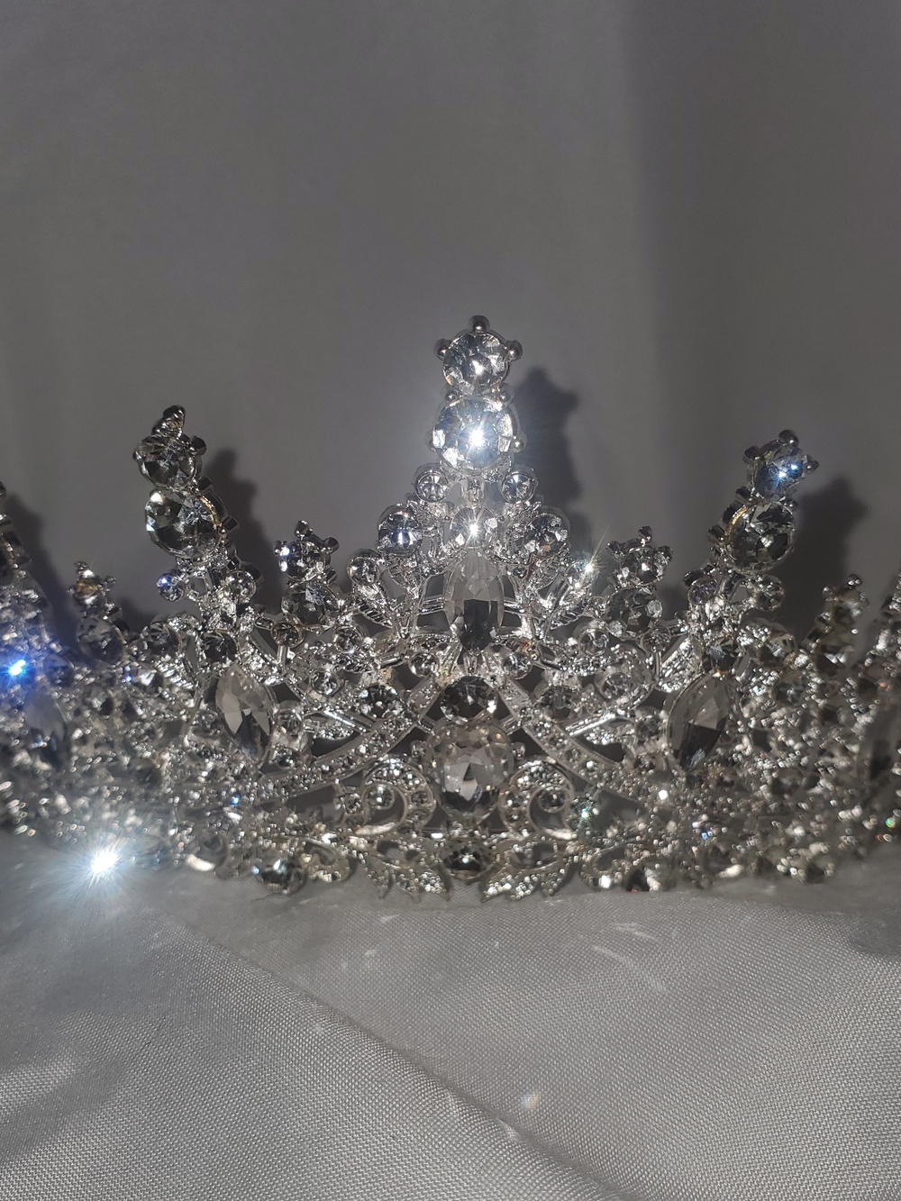 Silver Rhinestone Bridal Tiara - Sparkling Formal Hair Crown